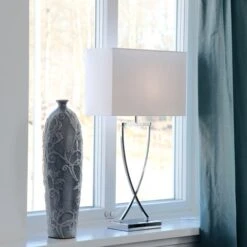 By Rydens Omega Tafellamp 52 Cm, Chroom / Wit -Meubel Serie Winkel by rydens omega table lamp 9