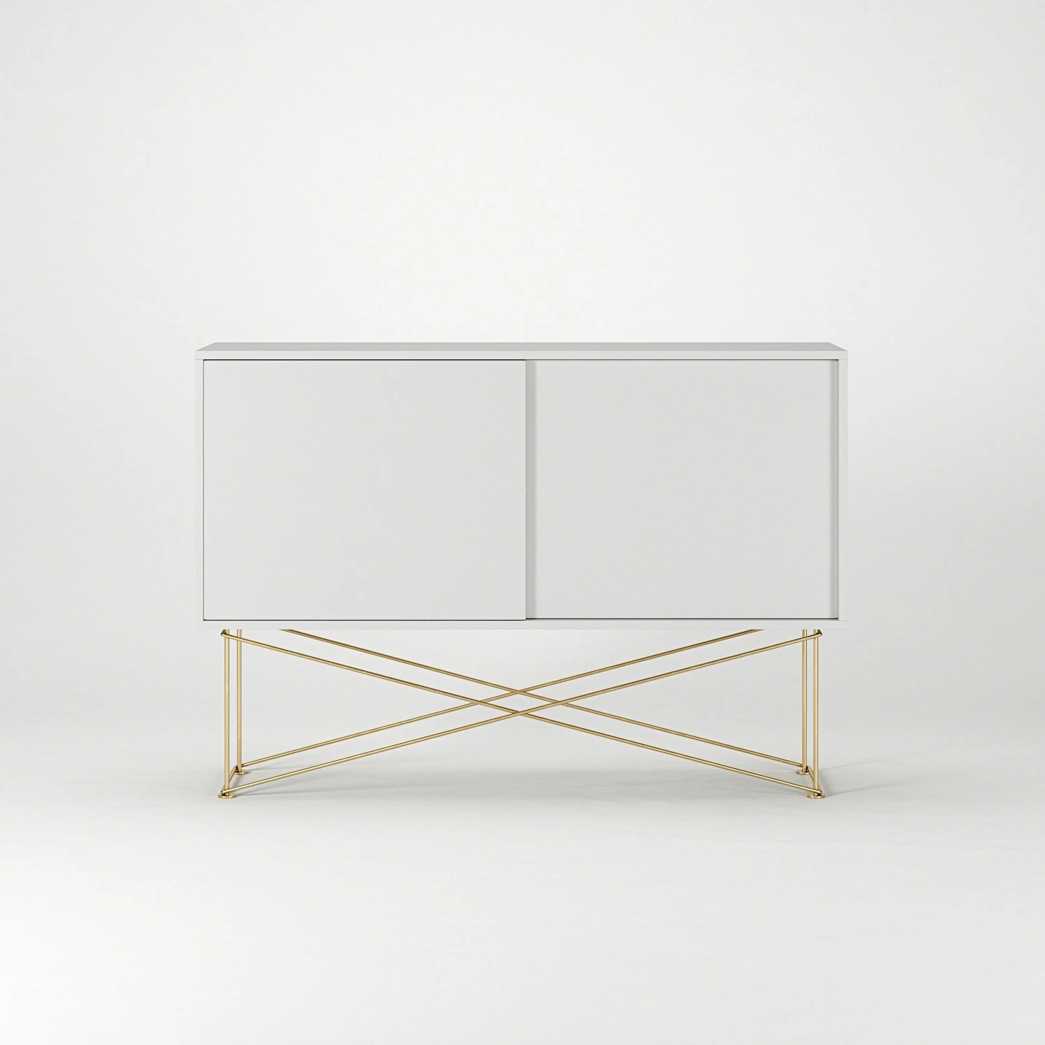 Vogue Sideboard 136H, White/2W/Brass 2 Vogue Sideboard 136H, White/2W/Brass - Afbeelding 2