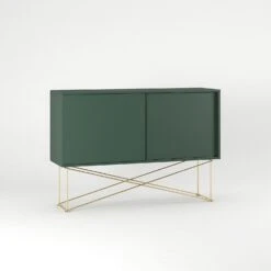 Vogue Sideboard 136H, Green/2G/Brass -Meubel Serie Winkel decotique vogue sideboard 136 with frame stand 216