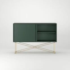 Vogue Sideboard 136H, Green/2G/Brass -Meubel Serie Winkel decotique vogue sideboard 136 with frame stand 218