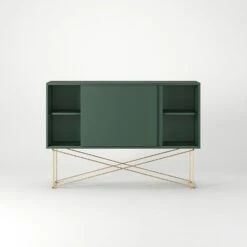 Vogue Sideboard 136H, Green/2G/Brass -Meubel Serie Winkel decotique vogue sideboard 136 with frame stand 219
