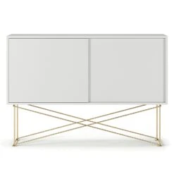 Vogue Sideboard 136H, White/2W/Brass