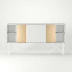 Vogue Sideboard 180H, White/1W2B/White 11 Vogue Sideboard 180H, White/1W2B/White -Meubel Serie Winkel decotique vogue sideboard 180 two brass doors frame stand 297
