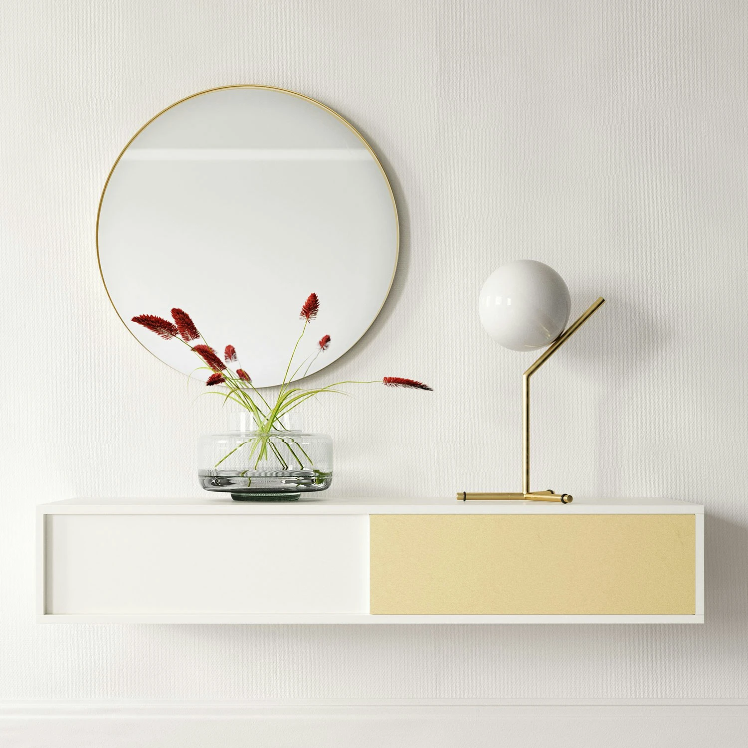 Vogue Wall Cabinet Petite 136, White/Brass 2 Vogue Wall Cabinet Petite 136, White/Brass - Afbeelding 2