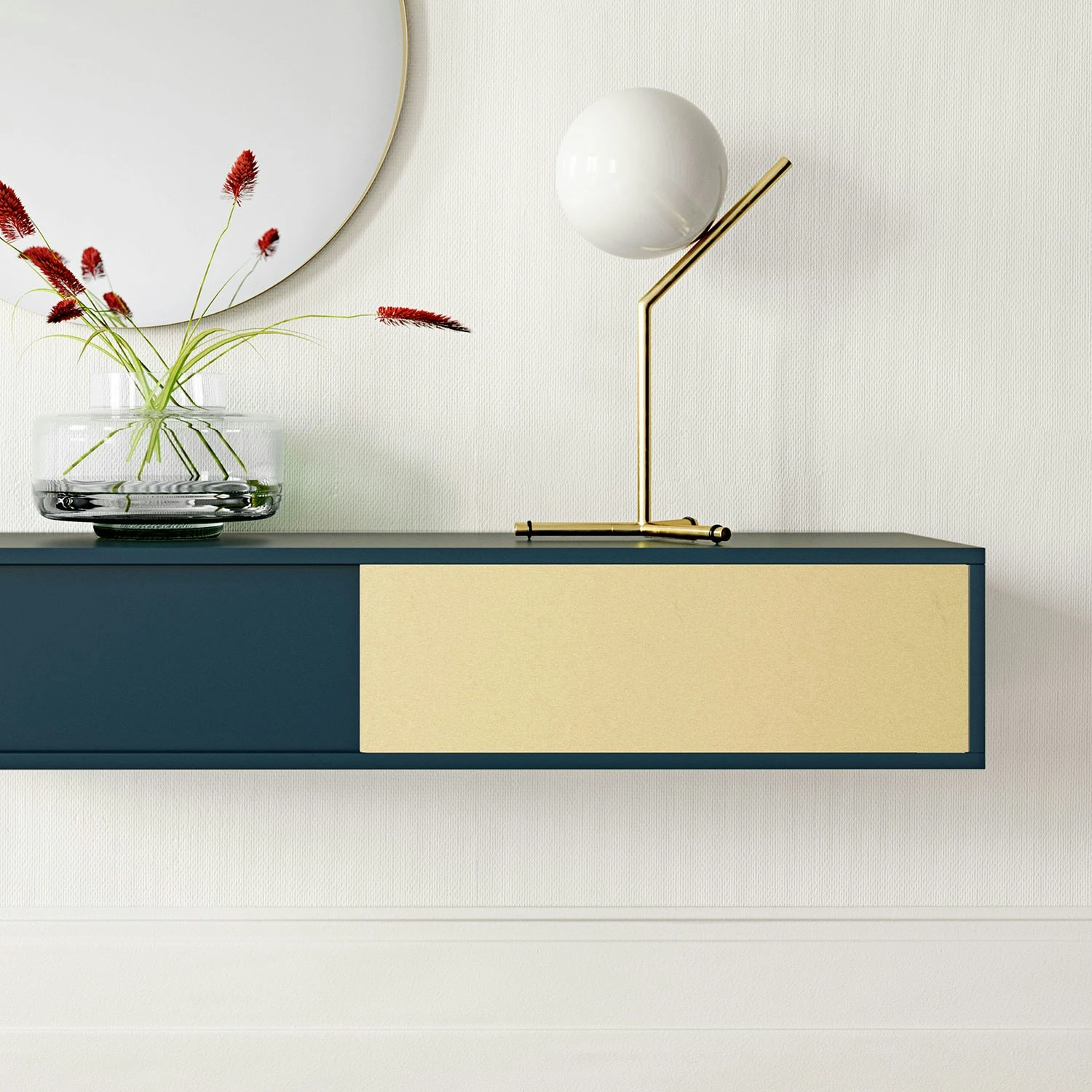Vogue Wall Cabinet Petite 136, Darkblue/Brass 2 Vogue Wall Cabinet Petite 136, Darkblue/Brass - Afbeelding 2