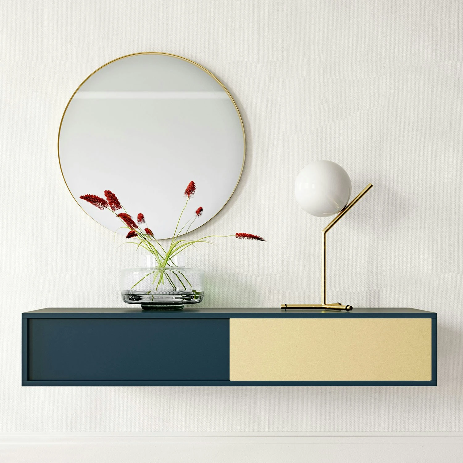 Vogue Wall Cabinet Petite 136, Darkblue/Brass 3 Vogue Wall Cabinet Petite 136, Darkblue/Brass - Afbeelding 3