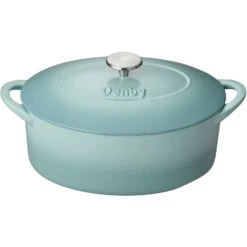 Denby Pavilion Gietijzeren Pot Ovaal Ø28 Cm, Lichtblauw