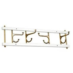Decorative Hook Rail Maxi 4, White / Brass