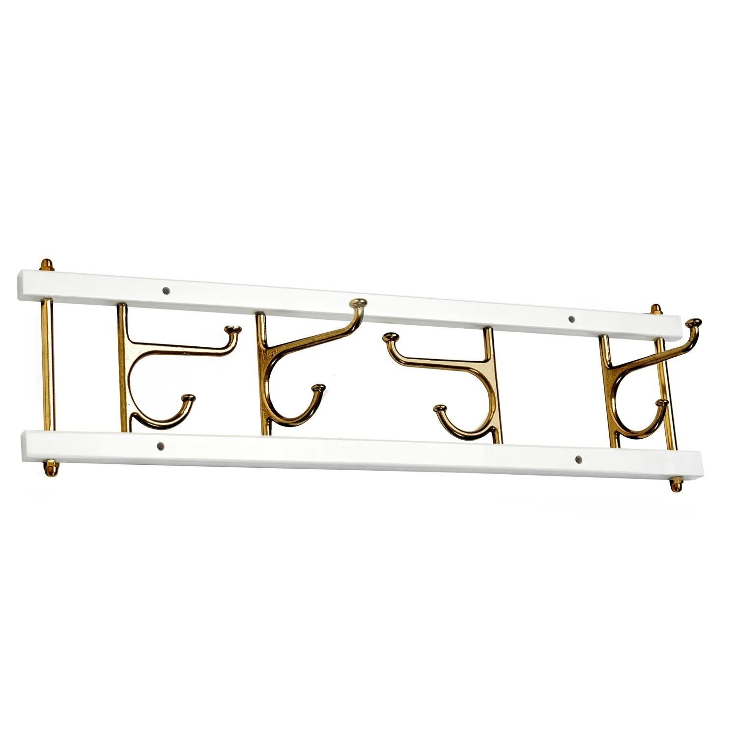 Decorative Hook Rail Maxi 4, White / Brass 1 Decorative Hook Rail Maxi 4, White / Brass