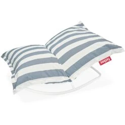 Fatboy Rock 'n Roll Rocking Chair Lightgrey With Bean Bag, Stripe Ocean Blue