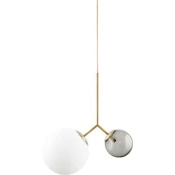 House Doctor Twice Hanglamp, Messing/Smokey Grey/Opal White