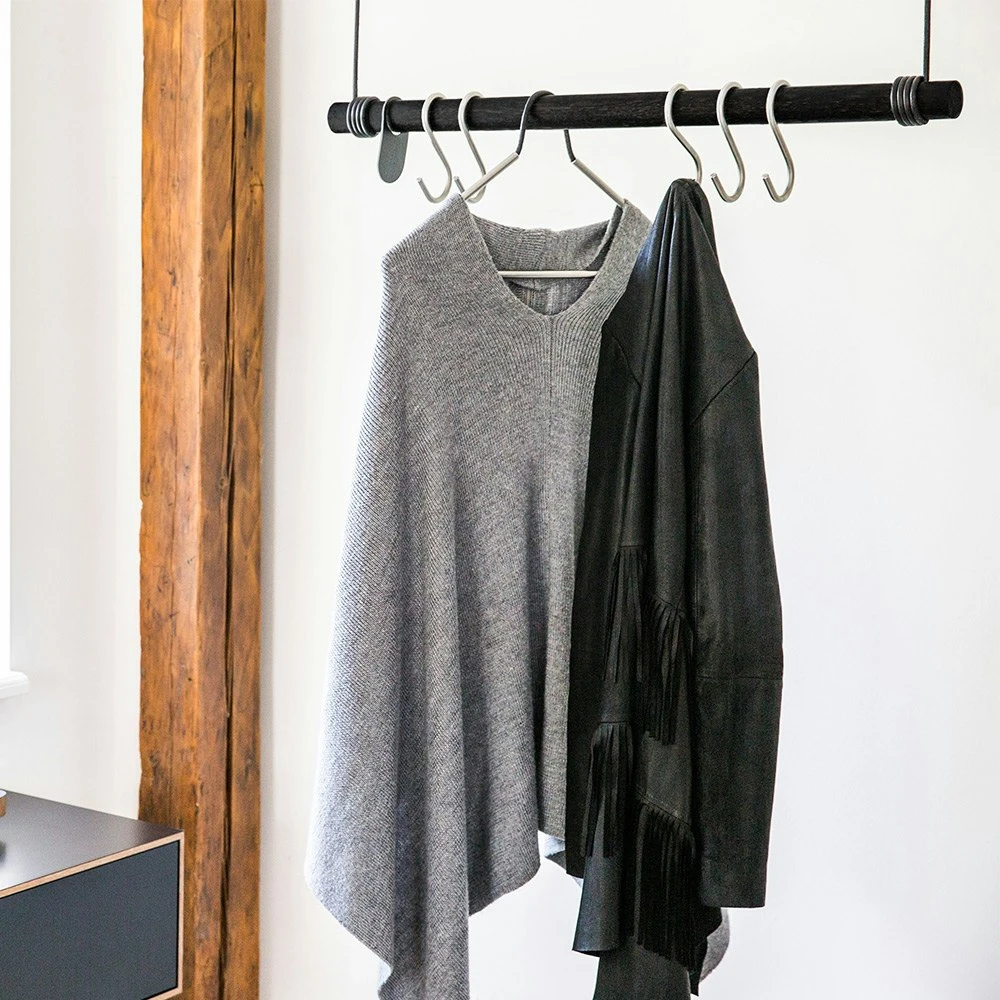 LIND DNA Swing Kledinghanger 80 Cm, Zwart/Zwart Leer 2 LIND DNA Swing Kledinghanger 80 Cm, Zwart/Zwart Leer - Afbeelding 2