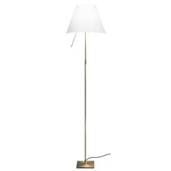 Luceplan Costanza Floor Lamp, Brass/White