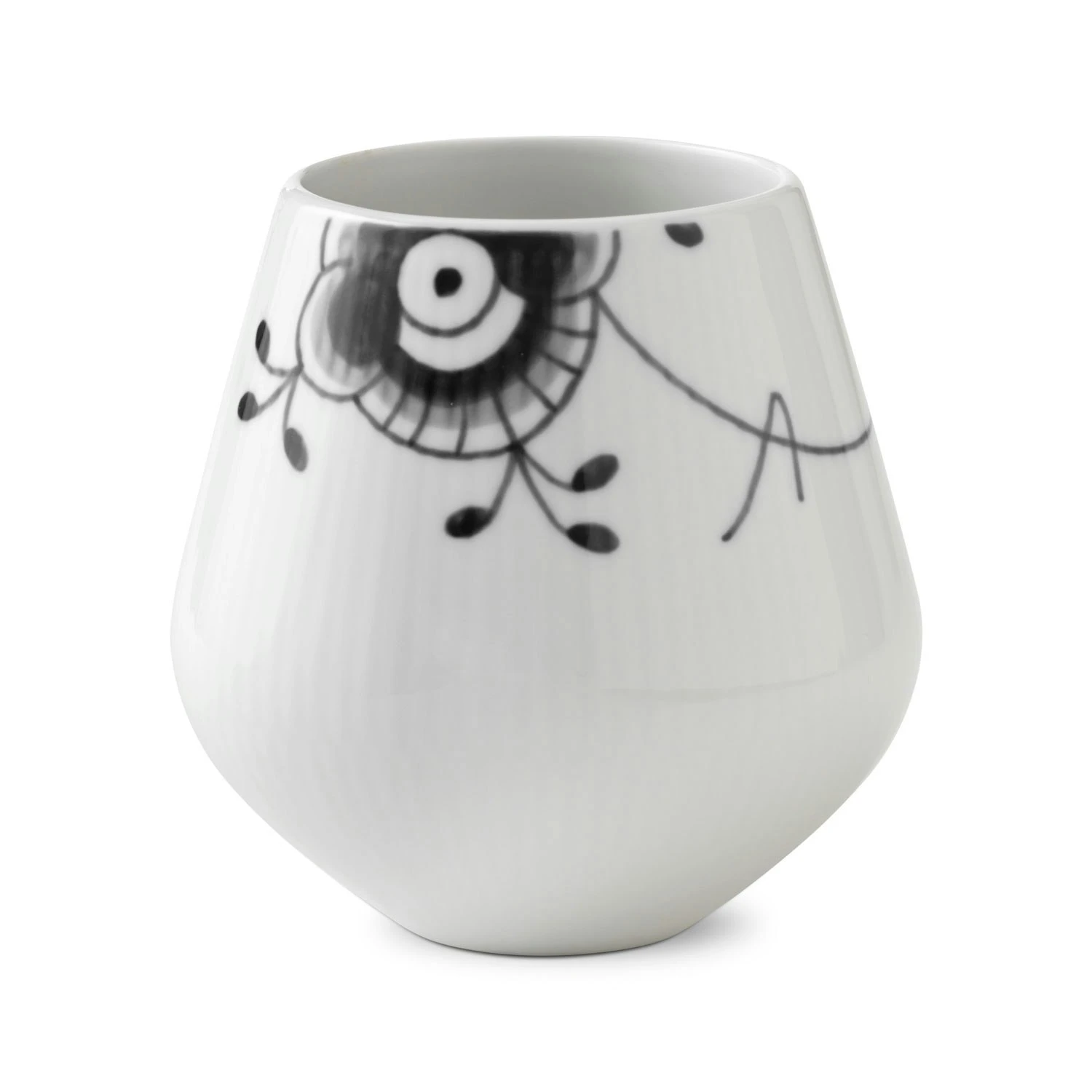 Royal Copenhagen Black Fluted Mega Vase, 12 Cm 1 Royal Copenhagen Black Fluted Mega Vase, 12 Cm